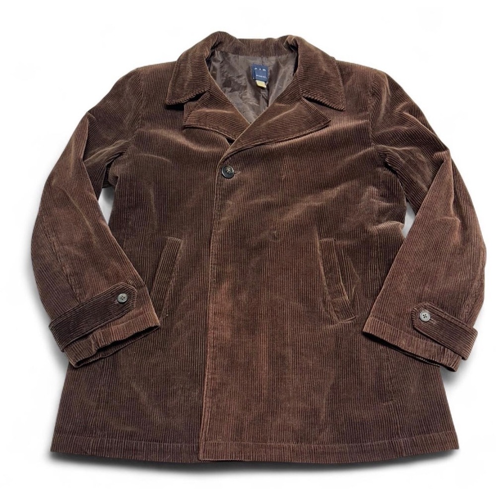 Gap Mens Brown Corduroy Car Coat Jacket Wide Wale Cotton Size M RN 54023